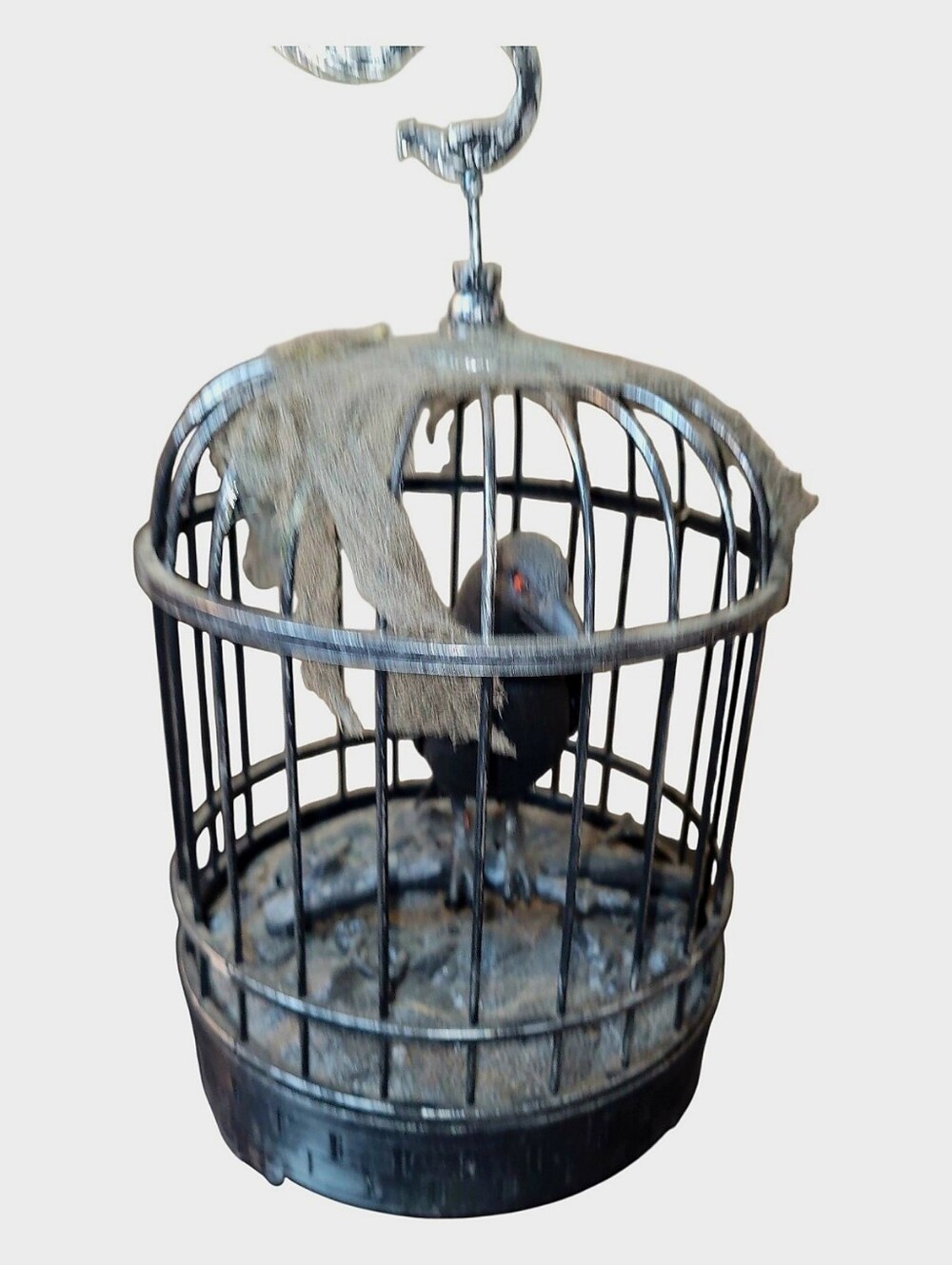Animated Barking Crow In Spooky Halloween Birdcage Decor